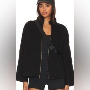 Bobi Quilted Mock Neck Jacket in Black - Size M